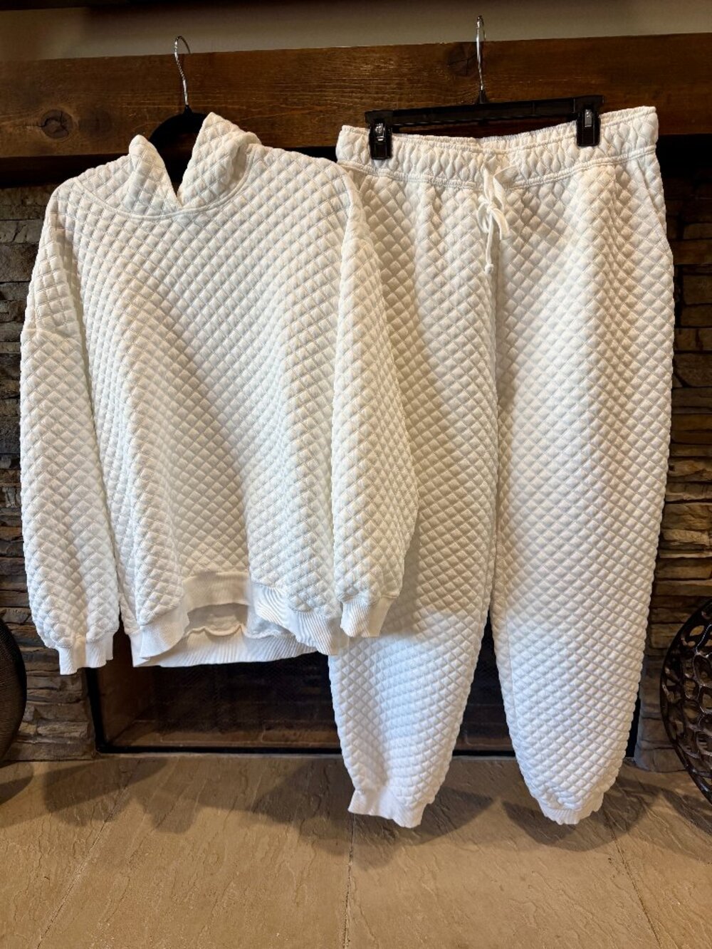 White Quilted Sweatsuit Set